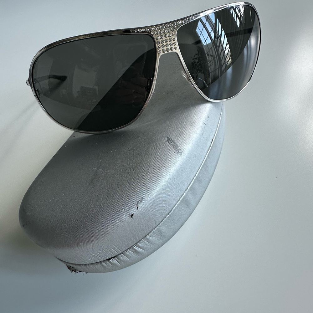 Vintage Hard Dior 1 Silver Sunglasses with Case - Picture 7 of 10